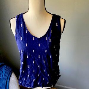 Blue and white pineapple pattern shirt